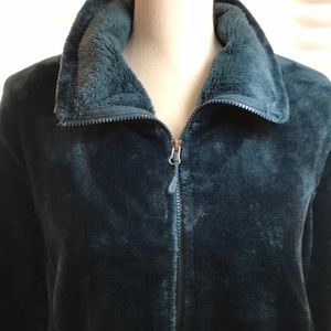 Plush 32 degree blue teal zip up jacket